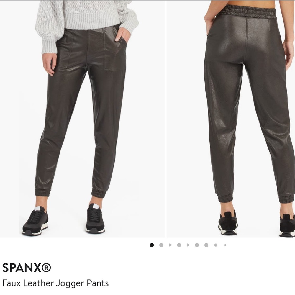 SPANX Faux Leather Black Jogger Pants with Elastic Waistband